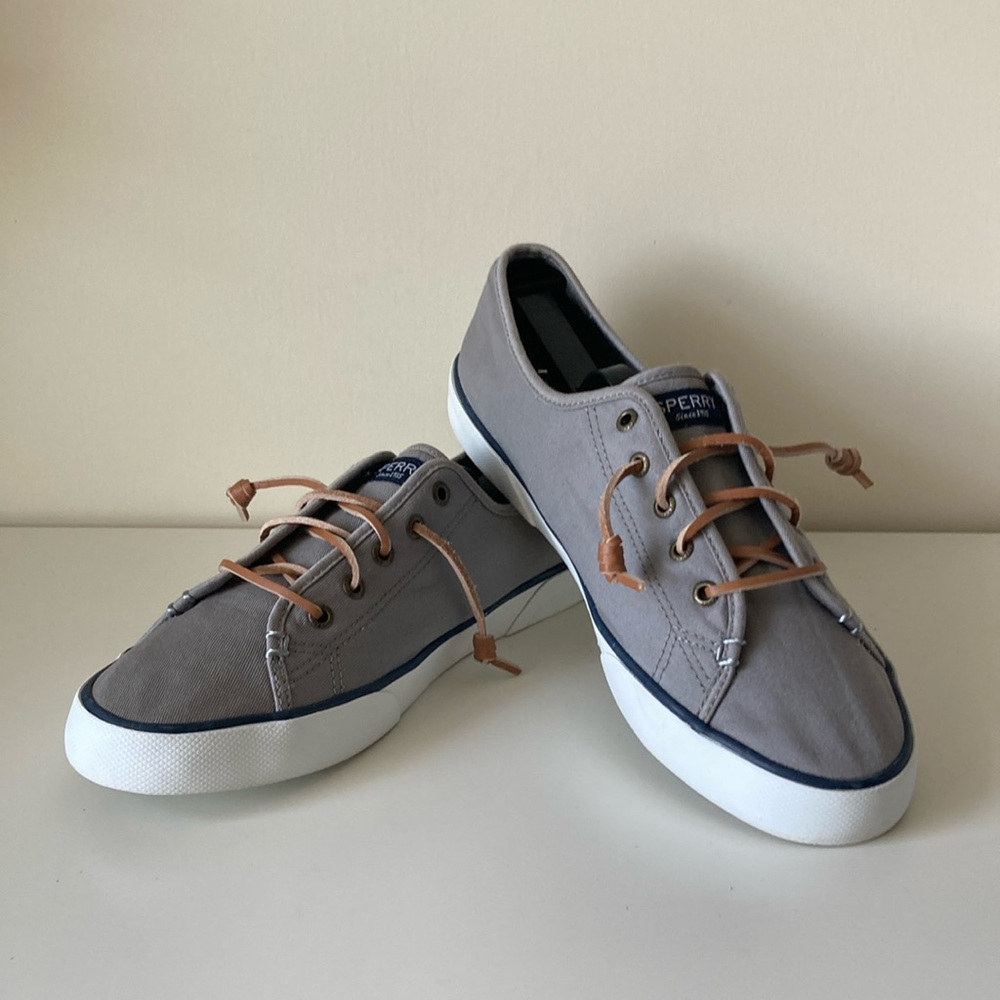 Sperry Top-Sider Women's Pier View Grey Canvas Sneakers STS95729 Size 10 EUC